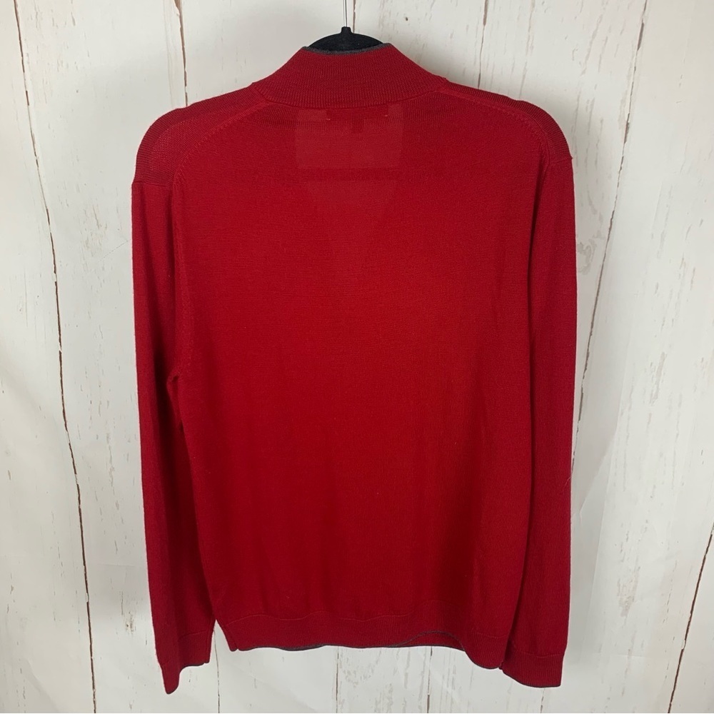 Hart Schaffner Marx Quarter-Zip Sweater red Medium 100% merino wool - Picture 7 of 11